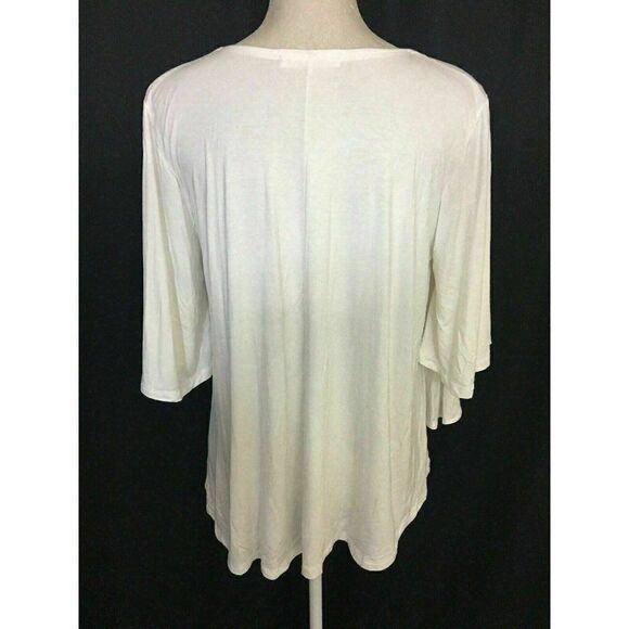 Caleigh Clover Womens Solid White Long Sleeve Top - Picture 4 of 7